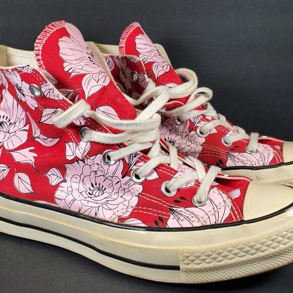 Converse Chuck 70 Vintage Floral Hi Top, Red/Cherry Blossom Chic Sneakers - Picture 11 of 15